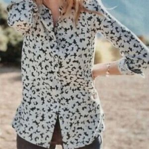 J. Jill Love Linen Essential Shirt Long Sleeve Button Down Floral Sz Medium